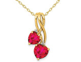 2.00 Carat (ctw) Lab-Created Ruby Heart Pendant Necklace in 14K Yellow Gold with Chain